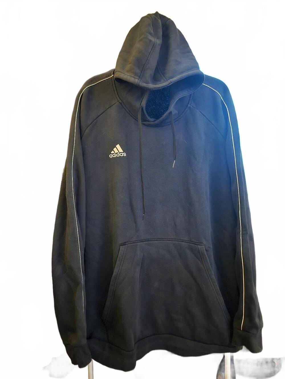 Adidas Hoodie Mens Small Black White Sport Essentials Size: feel like 2XL - EUC